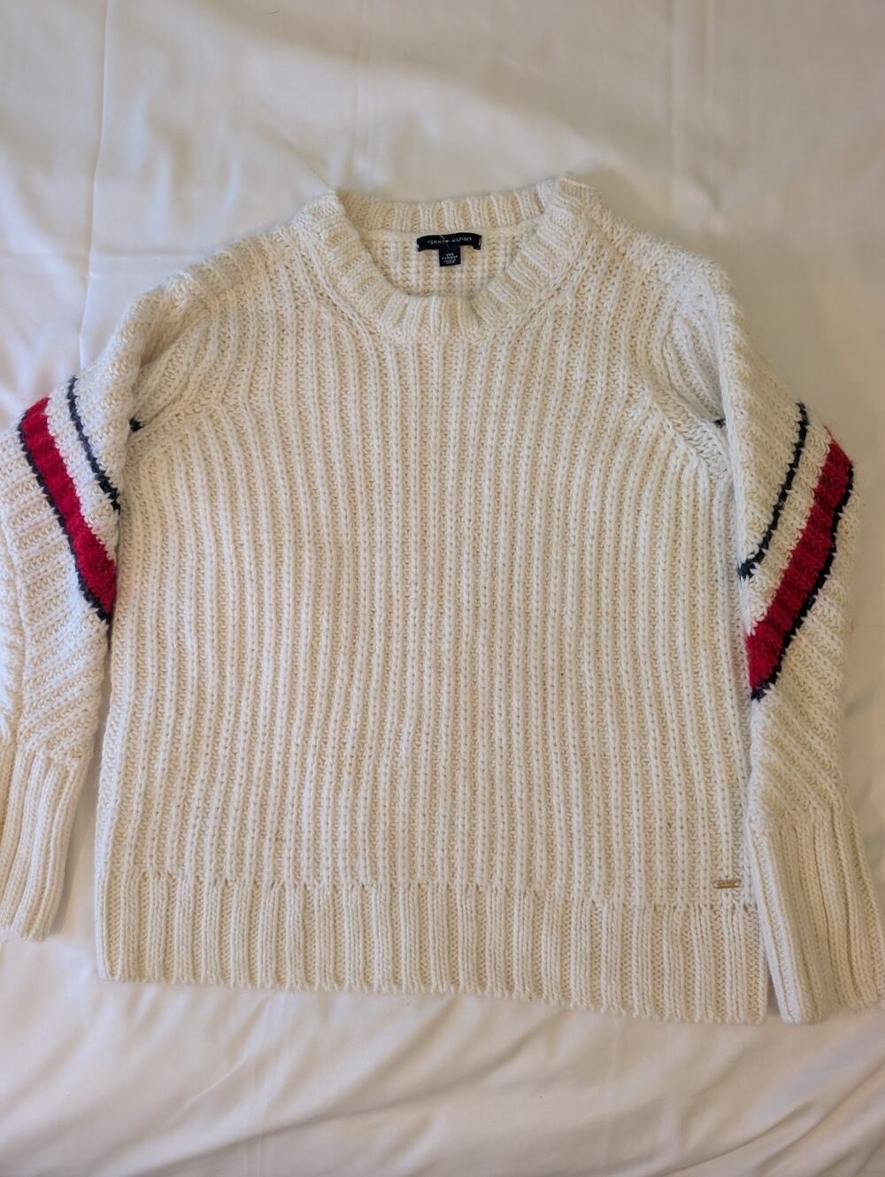 Tommy Hilfiger Chunky Knit Sweater Women XXS Oversize Fit Wool Alpaca Preppy Y2K
